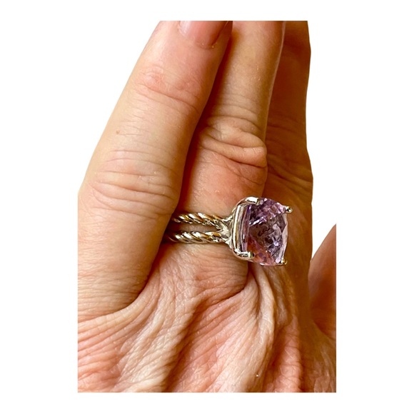 6ct Cushion Cut Amethyst Sterling 925 twisted setting ring! Incredible STONE! - Picture 4 of 9